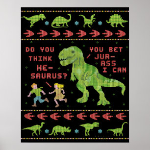 Funny Christmas T Rex Dinosaur Pun Spaß Imitate St Poster
