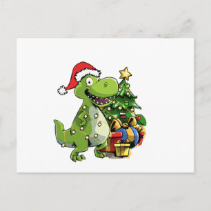 Funny Christmas T Rex, Xmas Dinosaur Postkarte