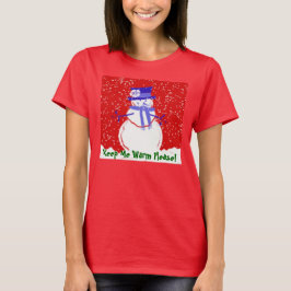 FUNNY CHRISTMAS T - SHIRT - BEHALT MIR WARM SNOWLA