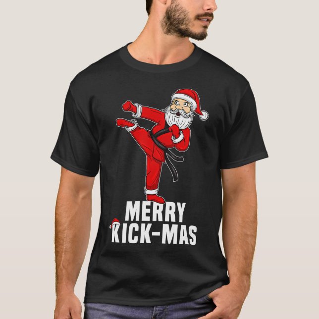 Funny Christmas Taekwondo Santa Merry Kickmas T-Shirt (Vorderseite)