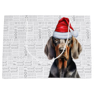 Funny Christmas Tan und Black Coonhound Lover Große Geschenktüte