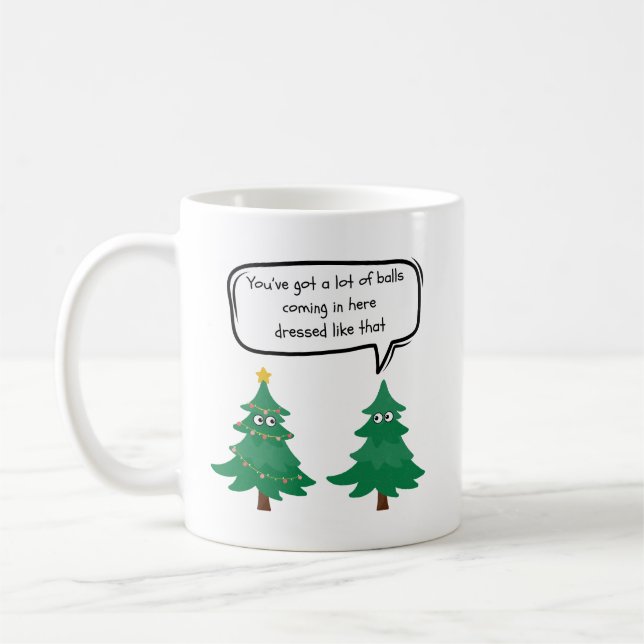 Funny Christmas Tasse über Weihnachtsbäume (Links)