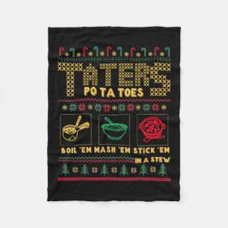 Funny Christmas Taters Kartoffeln Ugle Weihnachten Fleecedecke