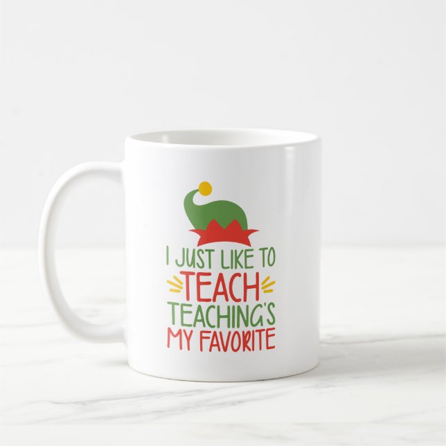 Funny Christmas Teacher Sprichwort | Lehrerin Elf Kaffeetasse (Links)