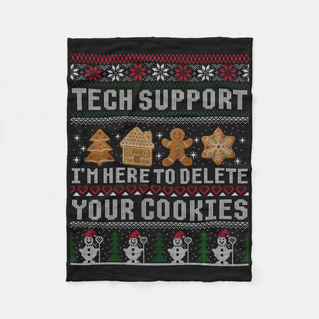 Funny Christmas Tech Suprt Computer T Shirt  Fleecedecke (Vorderseite)
