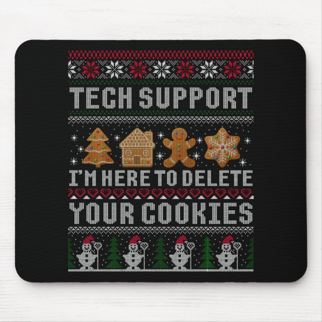 Funny Christmas Tech Suprt Computer T Shirt  Mousepad (Vorne)