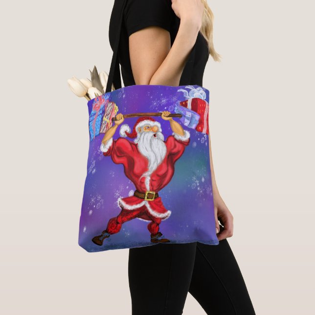 Funny Christmas Tote Tag Bodybuilder Santa Gift (Von Nahem)