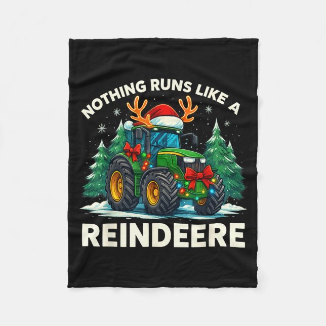 Funny Christmas Tractor Nothing Runs Like A Reinde Fleecedecke (Vorderseite)