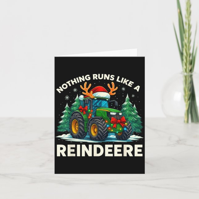 Funny Christmas Tractor Nothing Runs Like A Reinde Karte (Vorderseite)