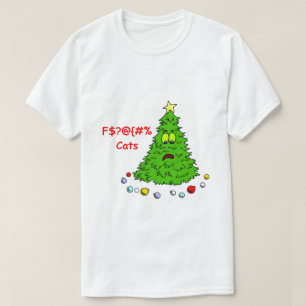 Funny Christmas Tree Bad Cats T-Shirt