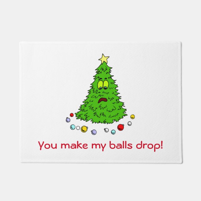 Funny Christmas Tree Joke Make Balls Drop Holiday Fußmatte (Vorderseite)