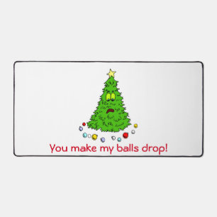 Funny Christmas Tree Joke Make Balls Drop Holiday Schreibtischunterlage