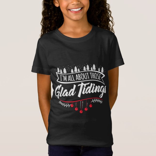 Funny Christmas Tree Lights Ugly Sweater Glad Tidi T-Shirt (Vorderseite)