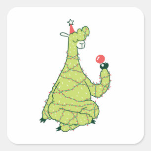 Funny Christmas Tree Llama Geschenk für Alpaca Lov Quadratischer Aufkleber