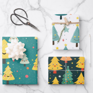 Funny Christmas Trees Geschenkpapier Set