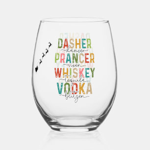 Funny Christmas Tumbler Dasher Prancer Blitzen Weinglas Ohne Stiel
