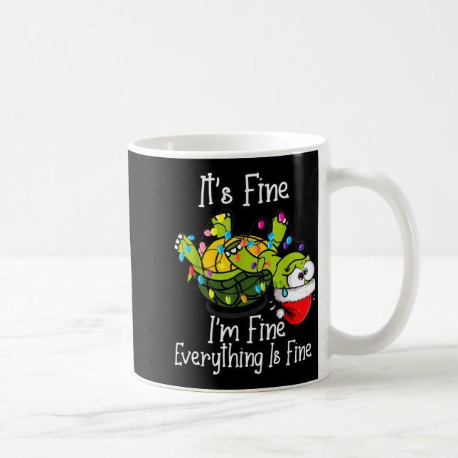 Funny Christmas Turtle It's Fine I'm Fine Everythi Kaffeetasse (Rechts)