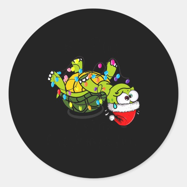 Funny Christmas Turtle It's Fine I'm Fine Everythi Runder Aufkleber (Vorderseite)