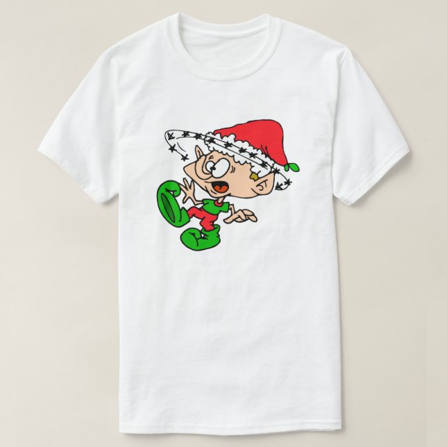 Funny Christmas Überwältigter Elf Urlaub Weihnacht T-Shirt (Design vorne)