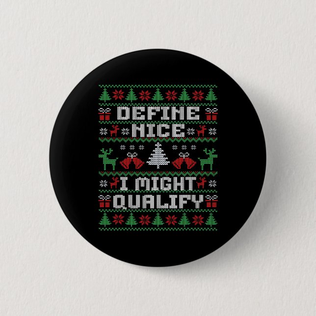 Funny Christmas Ugly Sweater - Definition Nice Button (Vorderseite)