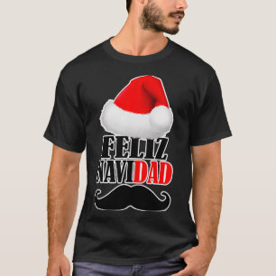 Funny Christmas Vater Mustache Feliz T-Shirt