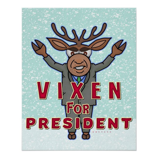 Funny Christmas Vixen Präsident Reindeer Wahl Poster (Vorderseite)