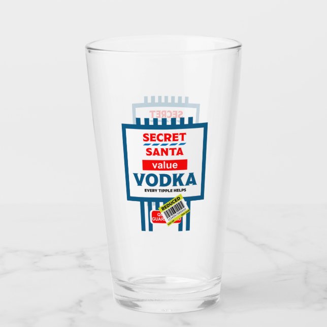Funny Christmas Vodka Label Glas (Vorderseite)