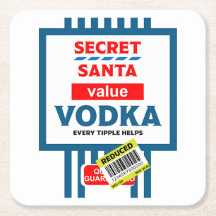 Funny Christmas Vodka Label Rechteckiger Pappuntersetzer