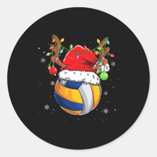 Funny Christmas Volleyball Weihnachtsmannmütze Rei Runder Aufkleber