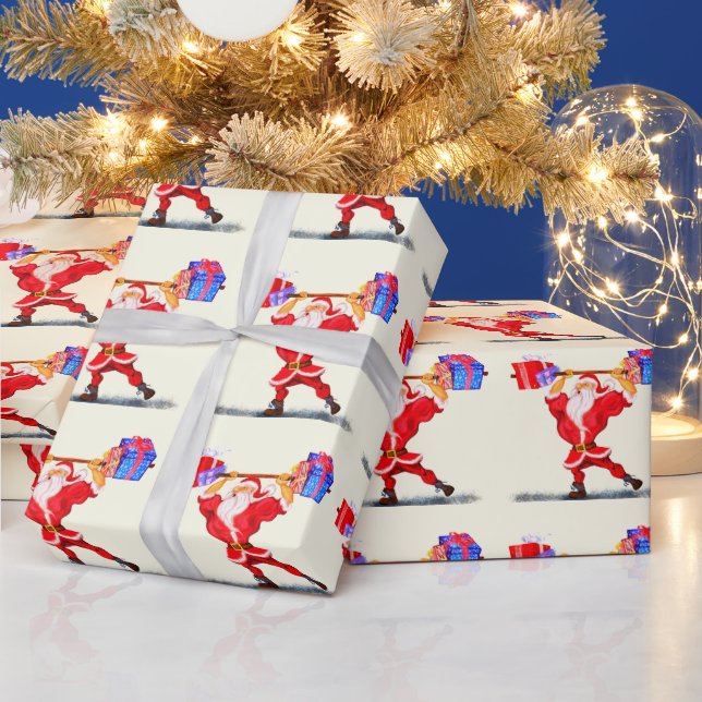 Funny Christmas Wrapping Paper Fitness Santa Claus Geschenkpapier (Feiertage)