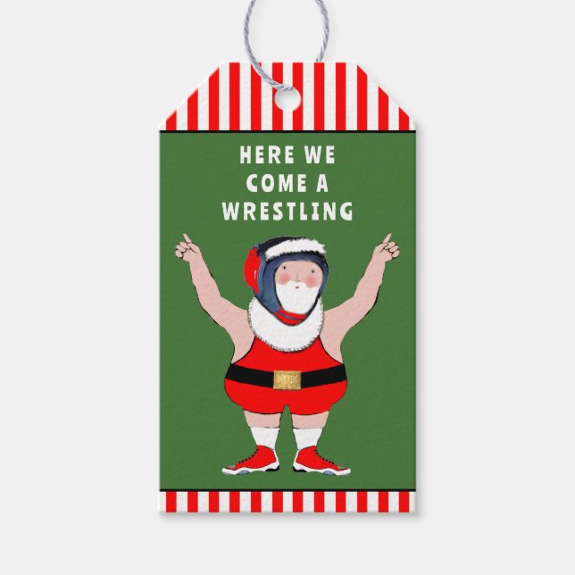 Funny Christmas Wrestler Holiday Wrestling Geschenkanhänger (Vorderseite)