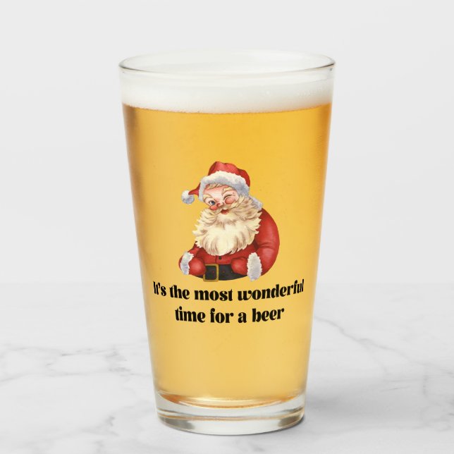 Funny Christmas Wunderbare Zeit für ein Bier Glas (Vorne (Gefüllt))