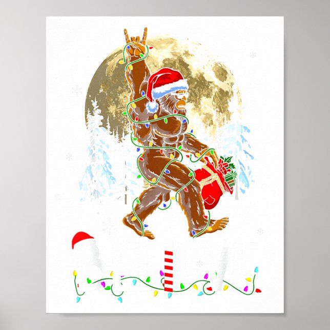 Funny Christmas Xmas Bigfoot Believe Sasquatch In  Poster (Vorne)