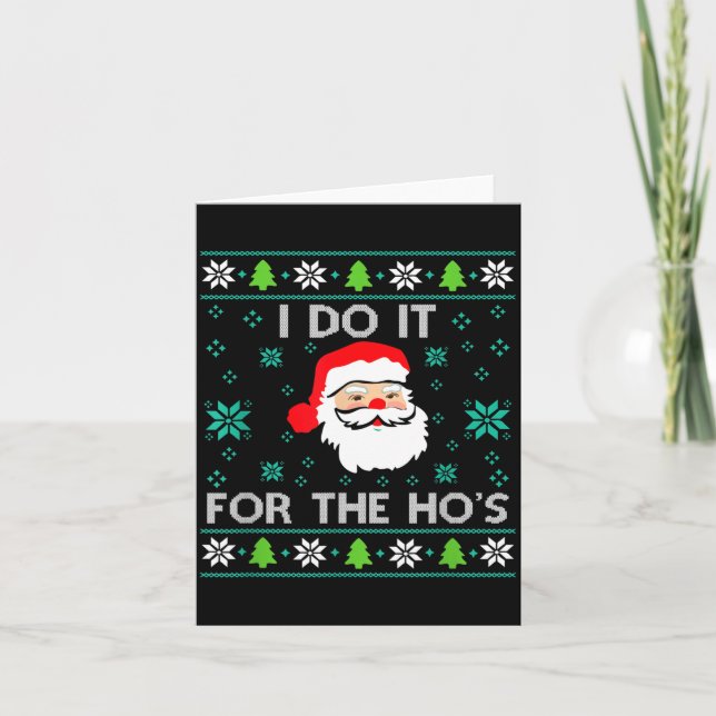 Funny Christmas Xmas Inappropriate Santa I Do It F Karte (Vorderseite)
