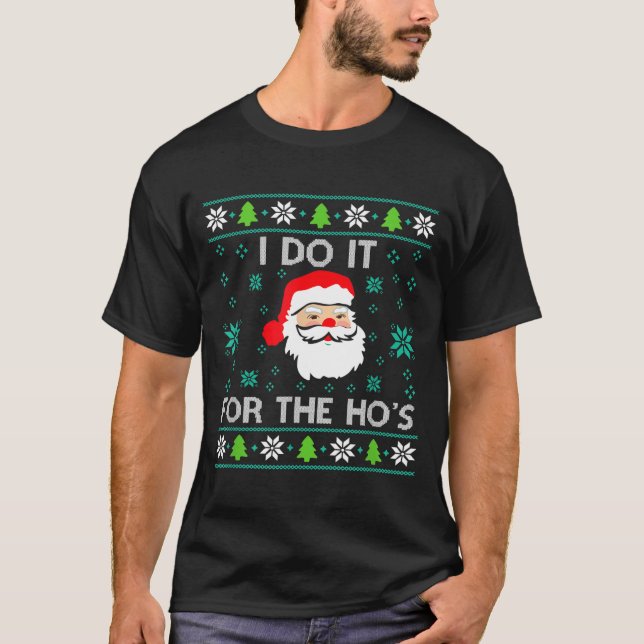 Funny Christmas Xmas Inappropriate Santa I Do It F T-Shirt (Vorderseite)