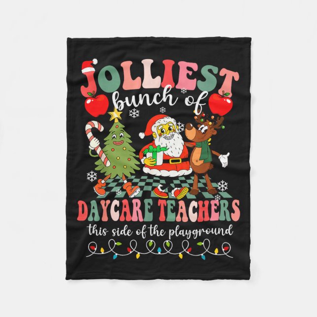 Funny Christmas Xmas Jolliest Bunch Of Daycare Tea Fleecedecke (Vorderseite)