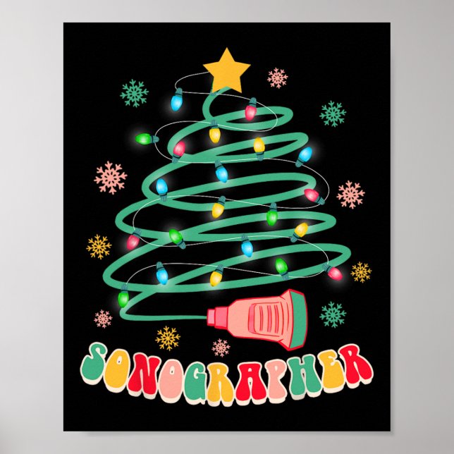Funny Christmas Xmas Vibes Sonographin Ultrasound Poster (Vorne)