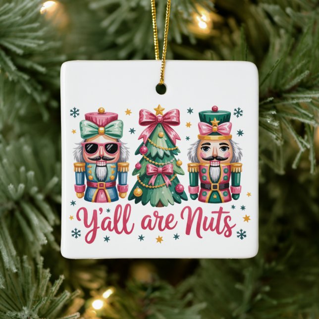 Funny Christmas Y'all are Nuts Ornaments Keramikornament (Baum)