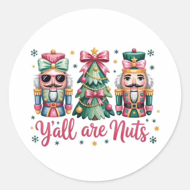 Funny Christmas Y'all are Nuts Stickers (Vorderseite)