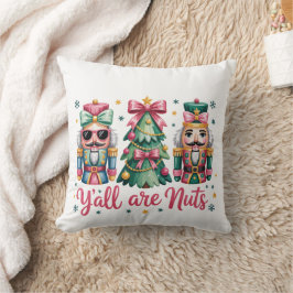 Funny Christmas Y'all are Nuts Throw Pillow Kissen