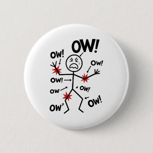 Funny Chronic Pain Awareness Ow Ow Strichmännchen Button