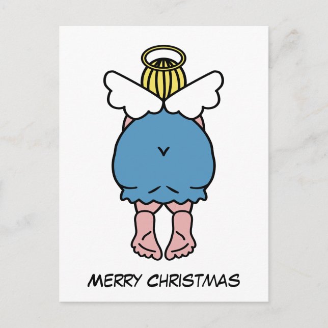 Funny Chubby Angel Spaß Frohe Weihnachten Weihnach Postkarte (Vorderseite)
