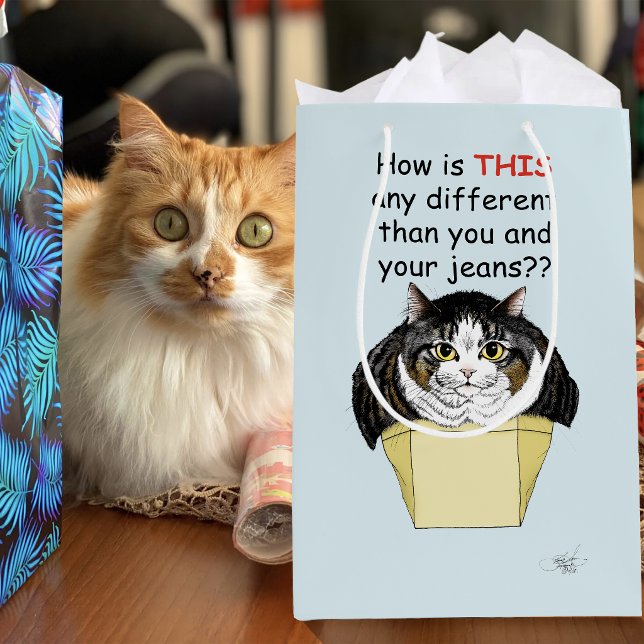 Funny Chubby Tabby Cat Box Mittlere Geschenktüte (Von Creator hochgeladen)
