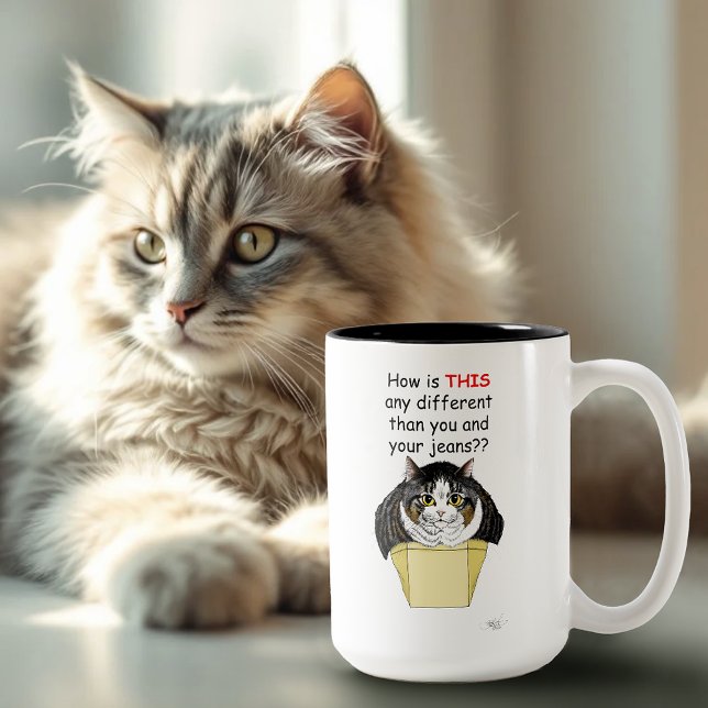 Funny Chubby Tabby Cat Box Zweifarbige Tasse (Von Creator hochgeladen)