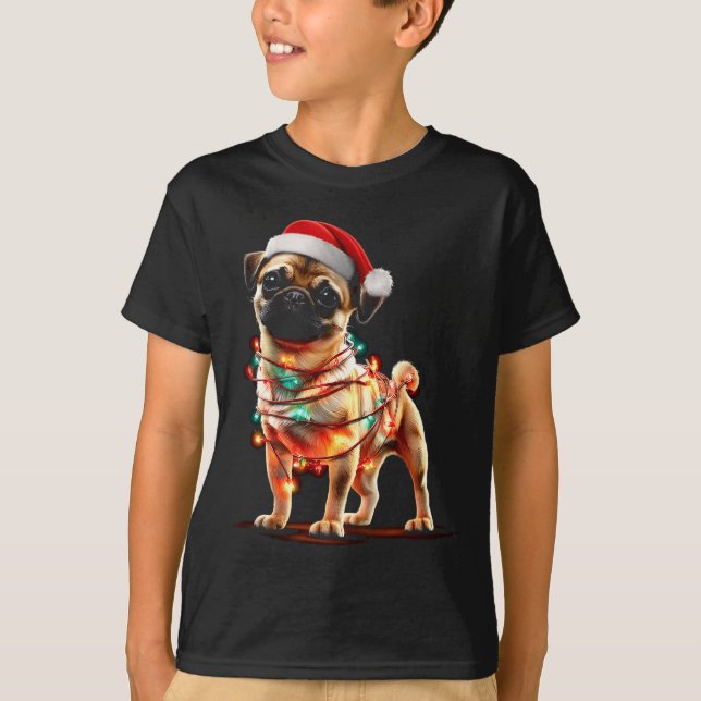 Funny Chug Christmas Graphics Dog Lights Lover  T-Shirt (Vorderseite)