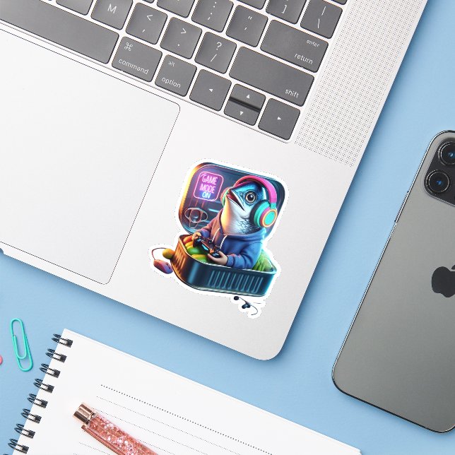  Funny Chunky Sardine Gamer Meme Sticker (Laptop mit iPhone)