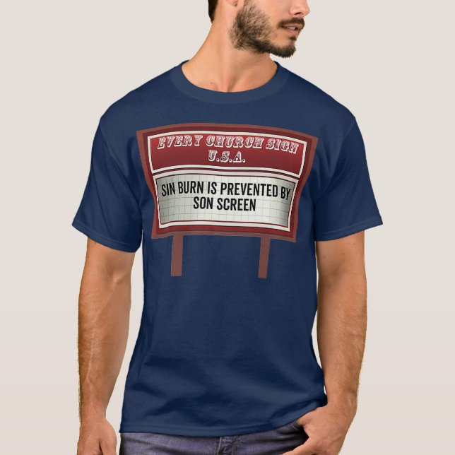 Funny Church Billboard signiert Christliches Joke- T-Shirt (Vorderseite)