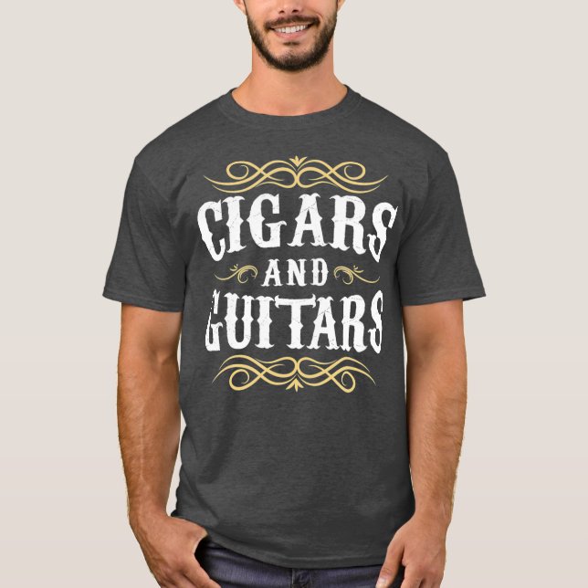 Funny Cigar Guitar Cigar Lover Rauchen Geschenk fü T-Shirt (Vorderseite)