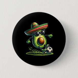 Funny Cinco De Mayo Avocado zeigt Fußballfertigkei Button