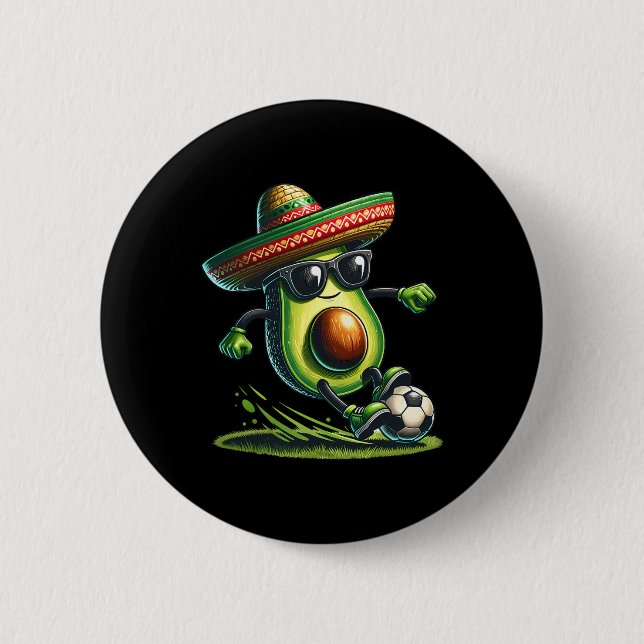 Funny Cinco De Mayo Avocado zeigt Fußballfertigkei Button (Vorderseite)